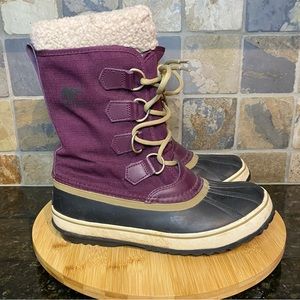 Sorel Women's Lace Up Boots - Purple and Black